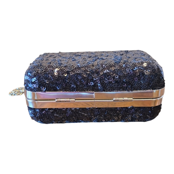 Expressions NYC Silver Black Sequin Evening Bag - Picture 6 of 9